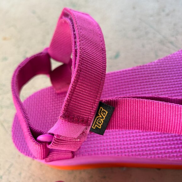 Teva Women's Flatform Universal Platform Pink Orange Sandal - Picture 7 of 8